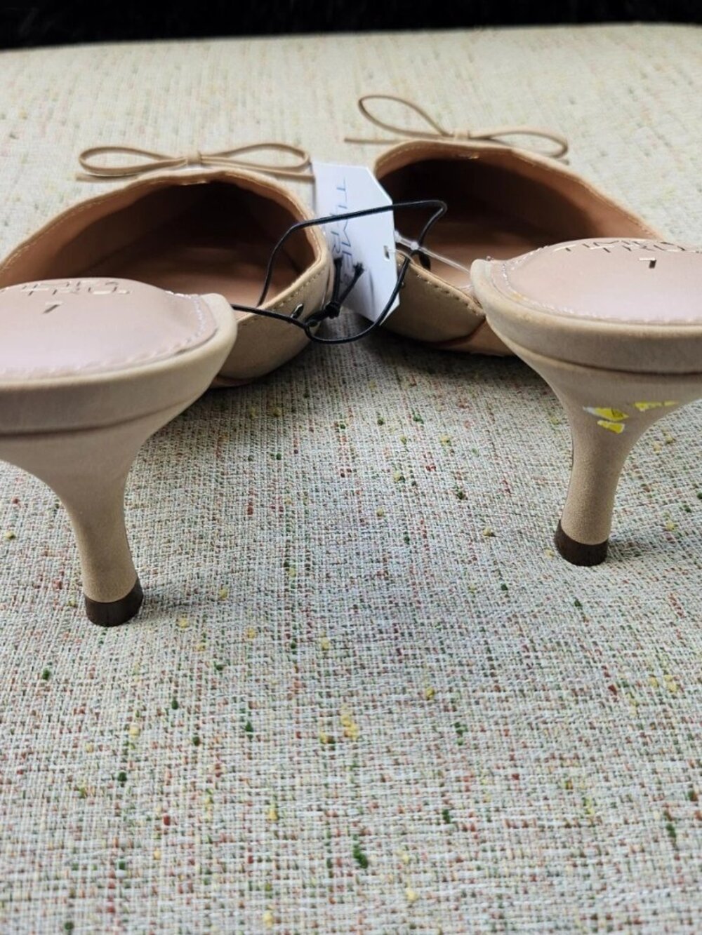 Time And Tru Women Pump Sandal Heel Beige Faux Leather Vegan Upper Size 7 NWT - Picture 7 of 11